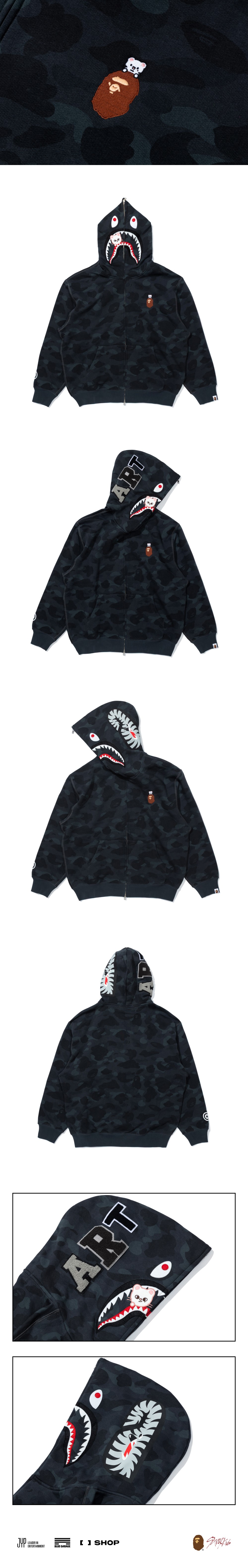 STRAY KIDS - BAPE X Stray Kids Jiniret SHARK FULL ZIP HOODIE M